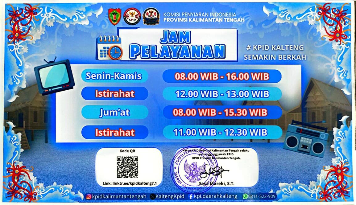 Jam Pelayanan KPID Kalimantan Tengah